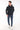 Kapüşonlu Şardonlu 3 İplik Erkek Sweatshirt - Açık Lacivert Kırmızı